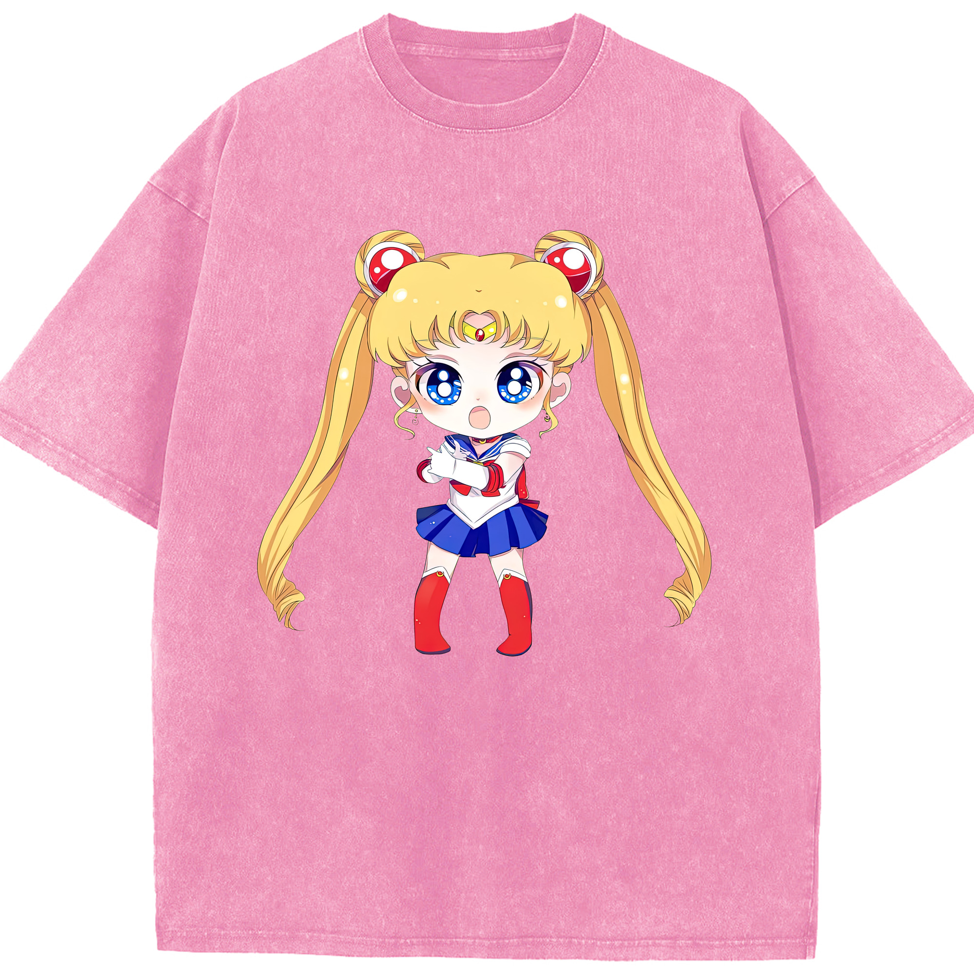 （画像用） 美少女戦士セーラームーン 月野 うさぎ つきの うさぎ Sailor Moon Tsukino Usagi 綿100% ヴィンテージ風 半袖Tシャツ（フロントプリント）